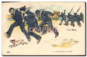 Postcard Old Sailors flee before the wind Dog Mario Pezilla