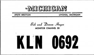 QSL Radio Card From Livonia Michigan KLN 0692