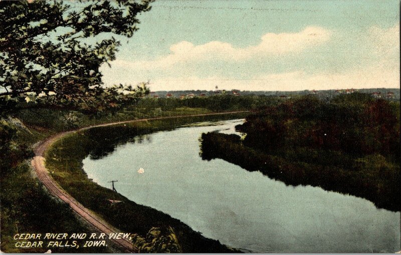 Cedar River RR View Cedar Falls Iowa Antique Divided Back Postcard Vintage UNP 