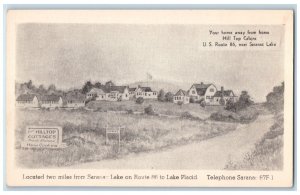 c1920 Two Miles Saranac Lake Route Lake Placid Hill Top Cabins New York Postcard 