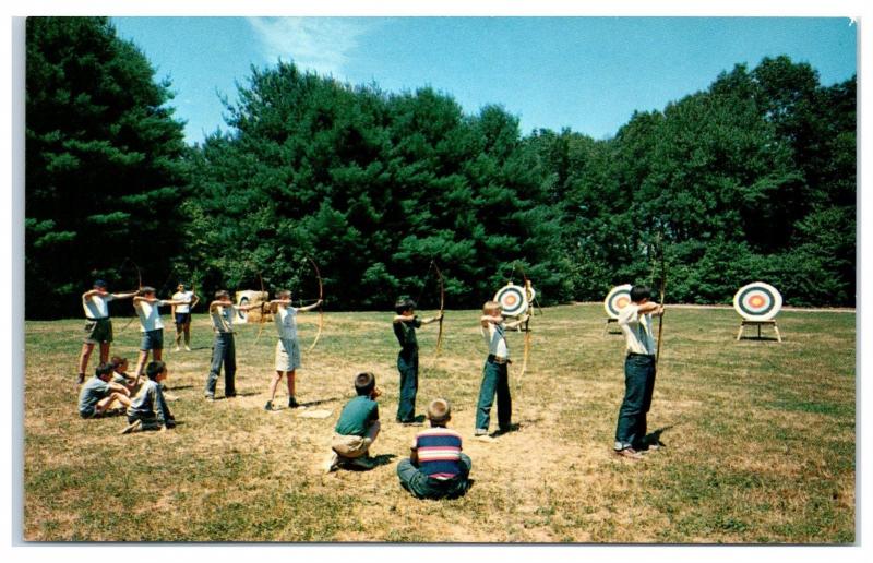 1950s/60s Archery at YMCA Summer Camp Hazen, Chester, CT Postcard