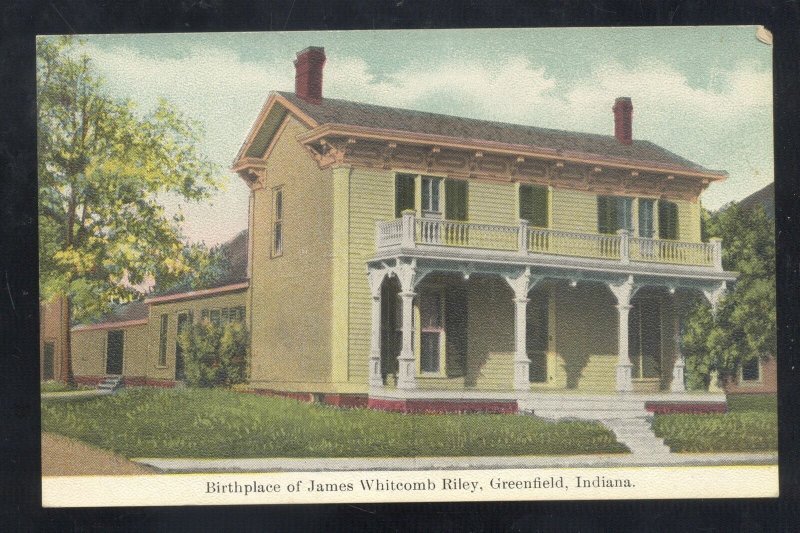 GREENFIELD INDIANA BIRTHPLACE OF JAMES WHITCOMB RILERY VINTAGE POSTCARD