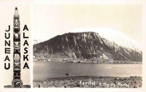 RPPC TOTEM POLE JUNEAU ALASKA CAPITAL REAL PHOTO POSTCARD (1930s)