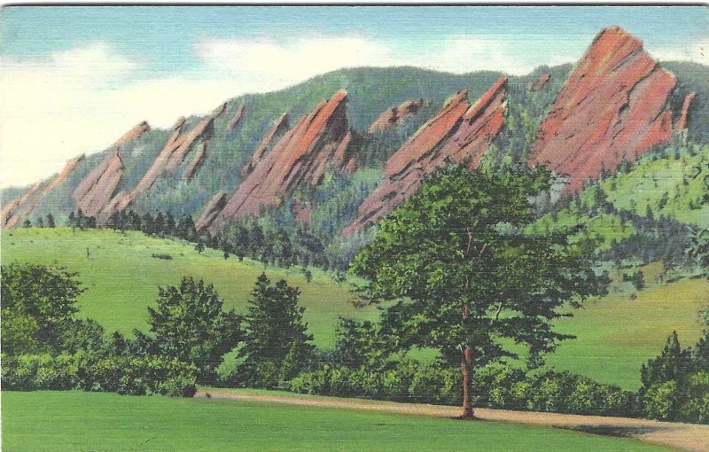 1940's The Flatirons, Boulder, Colorado Linen Postcard