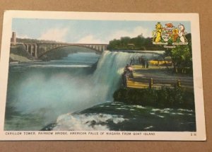 PC UNUSED CARILLON TOWER, RAINBOW BR. & AMER. FALLS FR GOAT ISLAND,NIAGARA FALLS