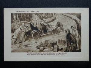 Cumbria MOTORING IN LAKELAND c1920s Comic Postcard by Valentine