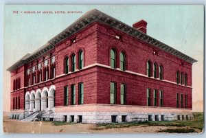 Butte Montana MT Postcard School Of Mines Building Exterior Scene Vintage