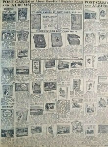 1911 Antique Postcard Albums Boxes Art Sears Catalog Page Vintage Print Ad