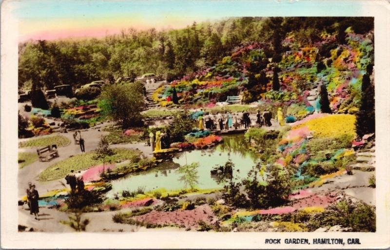 Rock Garden Hamilton Ontario ON Ont. Colourful Unused Vintage RPPC Postcard D42