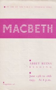 Reading YMCA Berkshire Shakespeare Play Macbeth Vintage Concert Programme