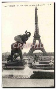 Old Postcard Eiffel Tower view from the Trocadero