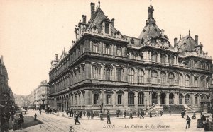 Vintage Postcard Le Palais De La Bourse Historical Place building Lyon France