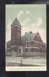 NEW ALBANY INDIANA VINCENNES AND SHELLEY STREET SCHOOL VINTAGE POSTCARD