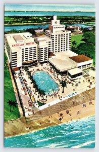 Cadillac Hotel, Miami Beach Florida Aerial View, Vintage Postcard c1960s P7