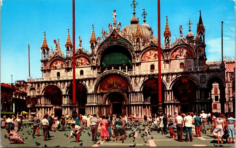 Venezia St Marcus Basilica Visitors VTG Postcard PM Cancel WOB Note Jugoslavija 