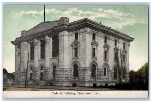 c1920s Federal Building Exterior Roadside Hammond Indiana IN Unposted Postcard