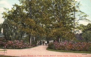 Vintage Postcard 1911 Rustic Bridge Clark Island Branch Book Newark New Jersey