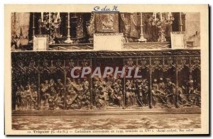 Old Postcard Treguier The Cathedral Altar carving Bas Relief