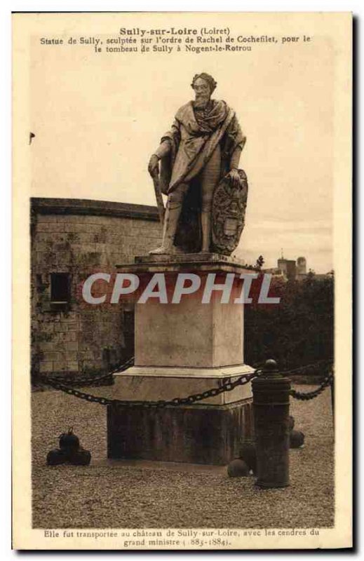 Postcard Old Sully sur Loire Loiret Sully Statue carving about Rachel Cochefilet
