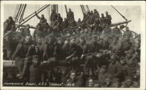 WWI Troop Ship Homeward Bound USS Ohioan c1919 Real Photo Postcard