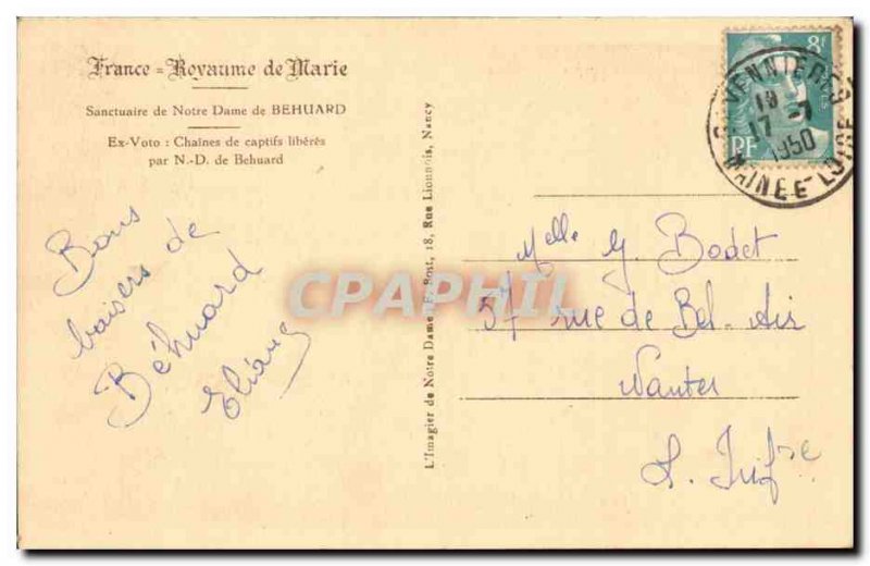 Old Postcard Shrine of Our Lady of Behuard Ex voto chains of captives freed b...