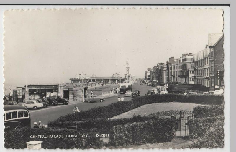 Kent; Central Parade, Herne Bay RP PPC By Norman, 1962 PMK, Note Austin 7, A35