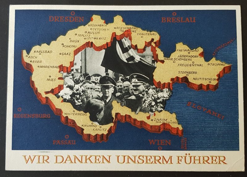 GERMAN EMPIRE THIRD REICH ORIGINAL POSTCARD 'WE THANK OUR FUHRER'.