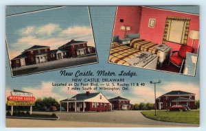 NEW CASTLE, DE Delaware ~ New Castle MOTOR LODGE c1940s Cars Roadside  Postcard