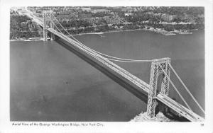 New York City~George Washington Bridge Bird's Eye View~Hudson River~Vintage RPPC
