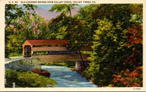 Pennsylvania Valley Forge Old Covered Bridge Over Valley Creek Curteich