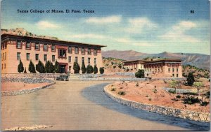 Vtg El Paso TX Texas College of Mines 1940s Old Linen View Postcard