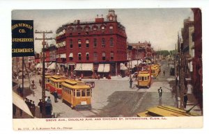 IL - Elgin. Grove Avenue, Douglas Avenue & Chicago Street Scene ca 1907