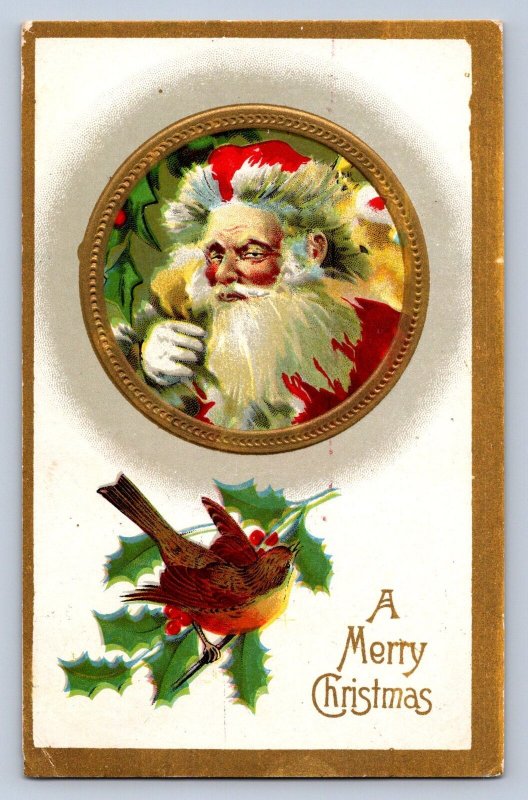 J99/ Santa Claus Christmas Postcard c1910 Bird Beard 399