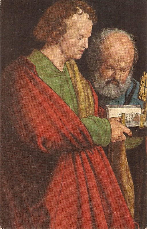 A. Durer. Petrus and Johannes Fine painting vintage German postcard