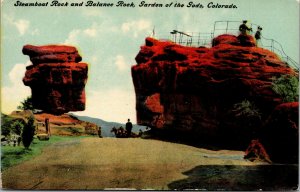 Vtg 1910's Steamboat Rock Balanced Rock Garden Of The Gods Colorado CO Postcard