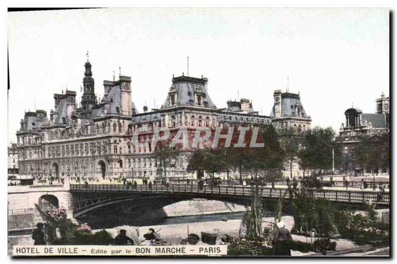 Old Postcard Paris Notre Dame Bon Marche Marche City Hotel