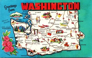 Washington Greetings From The Evergreen State With Map