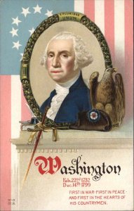 George Washington Patriotic Pic Frame Mantel Eagle Embossed Nash 1900s-20s PC