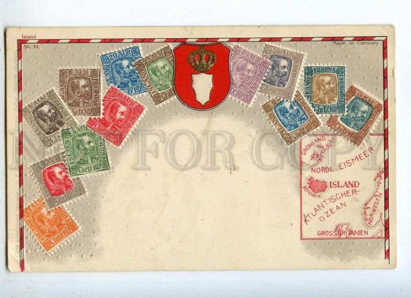 231914 Iceland Coat of arms STAMPS Vintage embossed Zieher PC