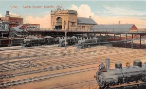 J59/ Omaha Nebraska Postcard c1910 Union Railroad Depot Station  203