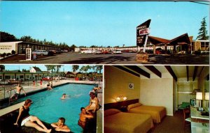 Ellsworth, ME Maine BROOKSIDE MOTEL~ER Grindle ROADSIDE Pool~Room Views Postcard