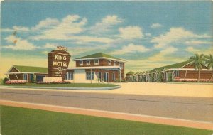 1950s Texas Houston King Motel roadside Teich linen Postcard 22-11564