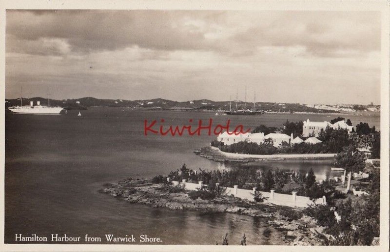 Postcard RPPC Hamilton Harbour from Warwick Shore Bermuda