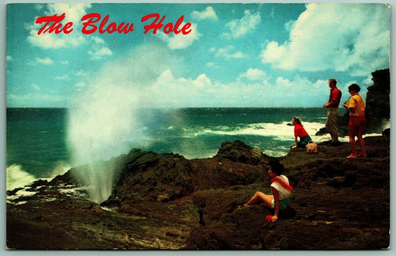 The Blow Hole Saltwater Geyser Oahu Hawaii HI UNP Nani Li'i Chrome Postcard F7