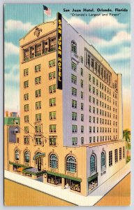Vintage Postcard Largest & Finest San Juan Hotel Building Orlando Florida FL