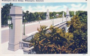 Washington Street Bridge Wilmington Delaware Vintage Linen Post Card