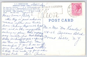 Transportation~SS Constitution America Export Lines~Vintage Postcard