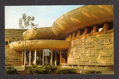 WI View Bank of SPRING GREEN WISCONSIN Postcard PC