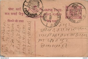 Jaipur Postal Stationery Fatehpur cds Phalera cds Sawai Jaipur