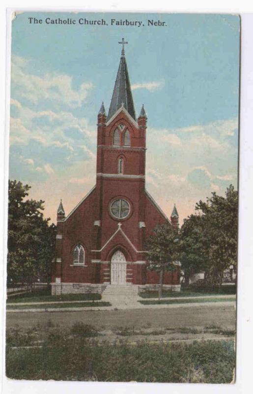 Catholic Church Fairbury Nebraska 1926 postcard